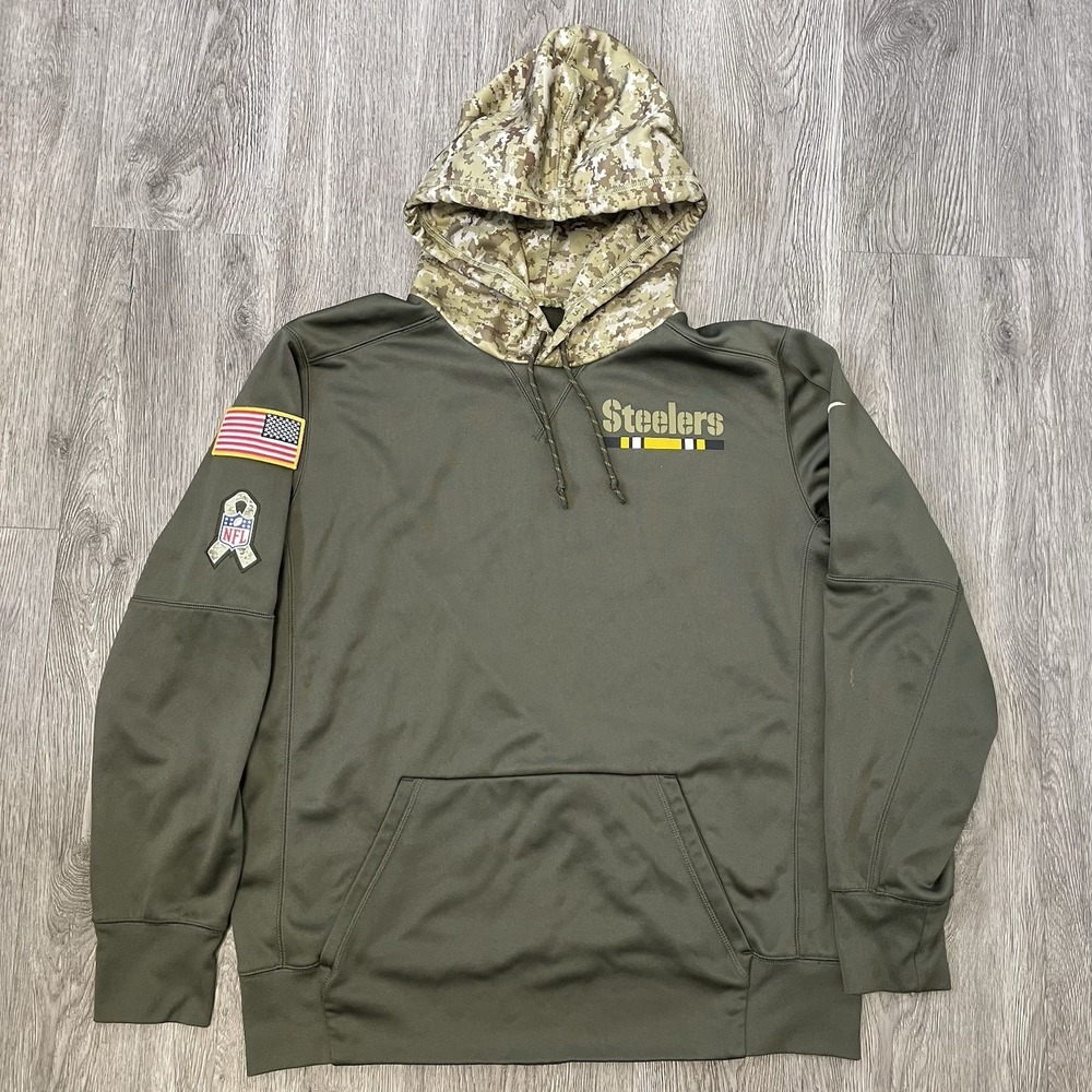 Nike Hoodie Mens Large Green Pittsburgh Steelers Salute to Service Sweater